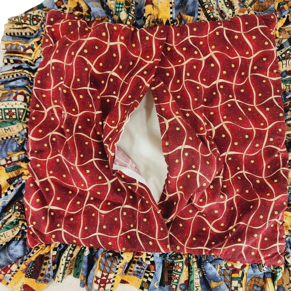 Rooster Throw Pillow Cover & Insert 18x18 inch Ruffle Edge Blue Red Green Bright